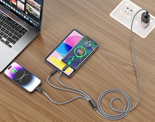 IDISON 3 in 1 Multi Charging Cable 4FT 2Pack, MFi Certified USB A Charger Cord - image 2