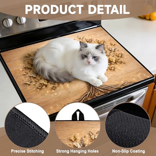 Image of Stove Burner Covers Non-Slip Electric Cooktop Protector Mat (Tree)