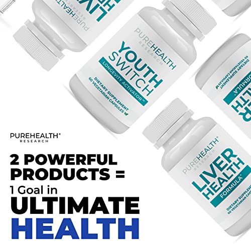 Purehealth Research Youth Switch Anti Aging Supplement & Liver Health Formula 3 Pack Bundle - Stimulates Rejuvenated Cell Growth And Kickstarts Your Liver Detox Flush #TOP3