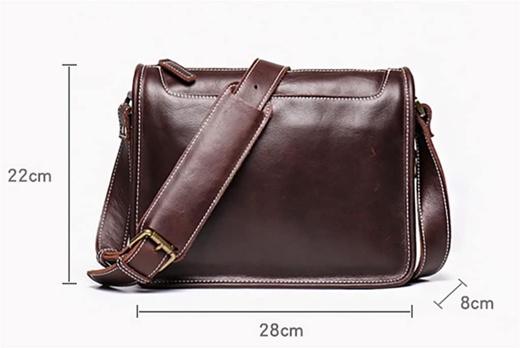 Vintage Men Shoulder Bag Genuine Leather Crossbody Casual College Messenger 12.9 Inch Laptop Bags