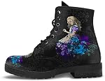 Ulalaza Women's Goth Platform Ankle Boots with Bat Wing Buckles Chunky Block Heels Round Toe Zipper Punk Motorcycle Combat Boots Comfy Short Gothic Booties