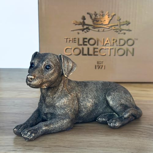 Animal Crackers Laying Jack Russell Terrier Dog figurine from the Leonardo Reflections Bronzed range gift boxed
