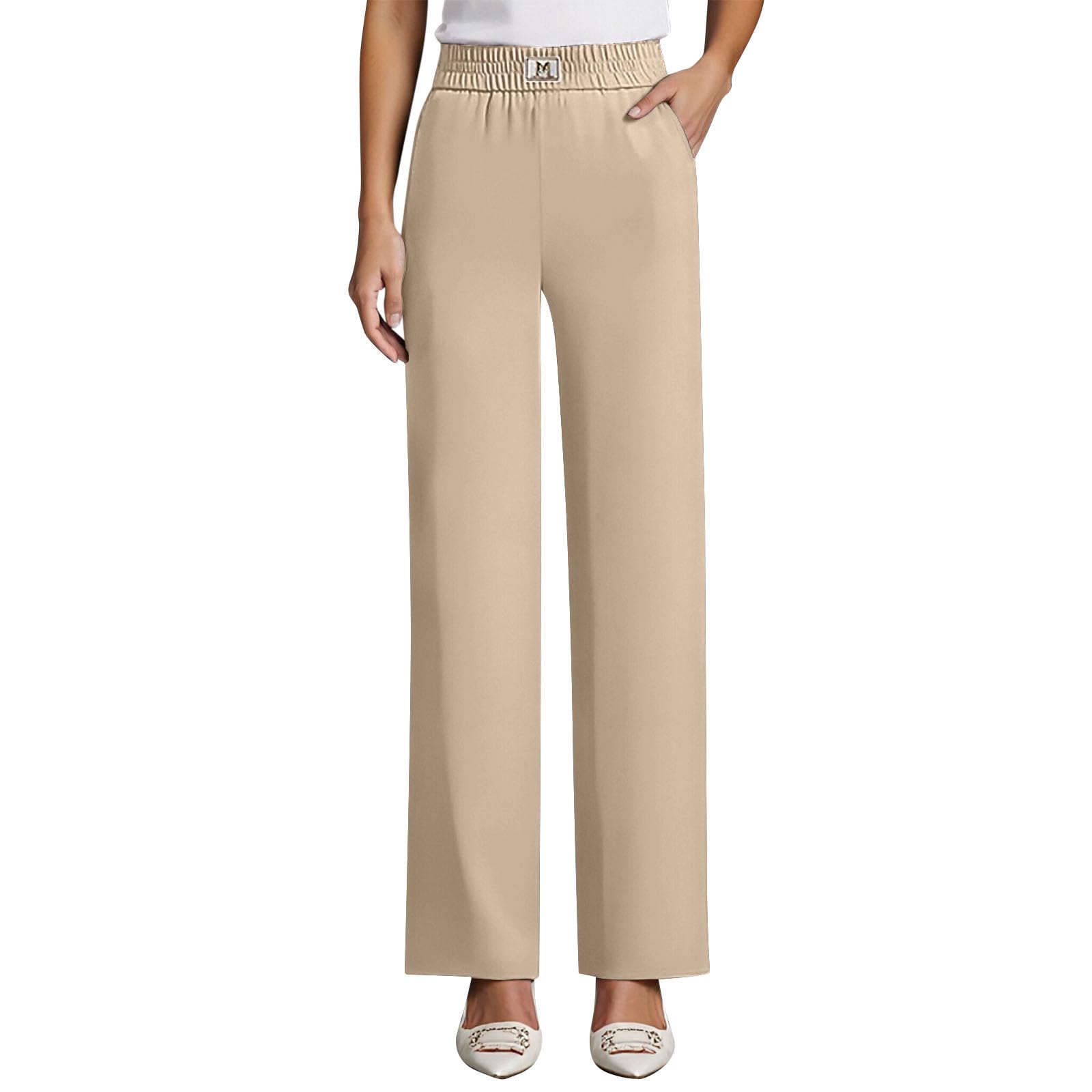 Pantalon, Décontracté Taille Haute, Confortable, Doux Et Extensible, Jambes Larges Et Fluides, Idéal Pour Des Tenues Polyvalentes Quotidien., Ajustement Parfait