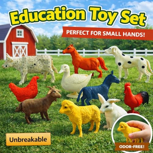 Image of 6- Pcs Farm Animal Toy Set for Kids | Medium-Sized Realistic Farm Animals for Toddlers 2+ Years | Learning & Educational Animal Figurines | Boys & Girls Birthday Gift | Domestic Animal Figures