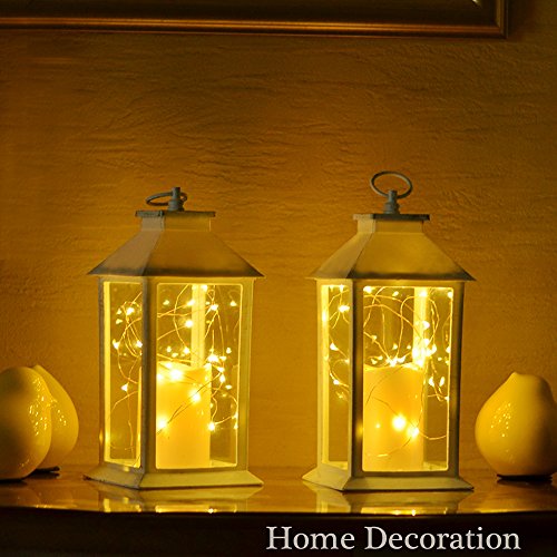 14" Gloden Brushed Vintage Candle Lantern With 30Pcs Fairy Light (4 Hours Timer,3 Aaa Batteries Included) Hanging Lantern Indoor Outdoor Using Decorative Candle Lanterns Table Lanterns #TOP1