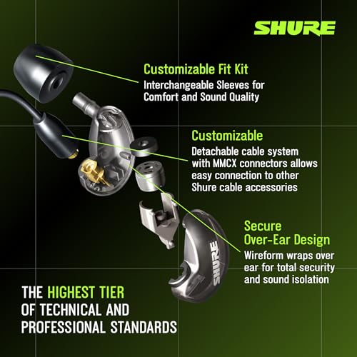 Image of Shure AONIC 215 Wired in Ear Earphones with Mic (Black)