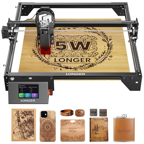 Longer RAY5 Laser Graviermaschine, 5W Laser-Ausgangsleistung, 3,5“ Farb-Touchscreen, Offline-Steuerung über App, Gravurwerkzeug für Metall/Glas/Holz, Arbeitsbereich 400x400mm