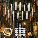 CIRULLI Lot de 12 Bougies flottantes avec baguette magique, Bougie LED télécommandée, F...