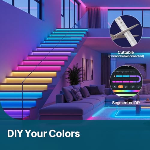 Image of Linkind 10ft Smart LED Strip Lights - AuraScape Segmented Color Changing WiFi Light Strip - Compatible with Alexa & Google Home - DIY Dynamic Lighting for Bedroom, Living Room, Gaming Setup & Kitchen