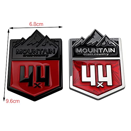 Image of 1X Mountain 4x4 Cross Country Metal Car Sticker Off Road Racing Decal Emblem Badge Fits Off-Road Car Truck SUV (Chrome Red)