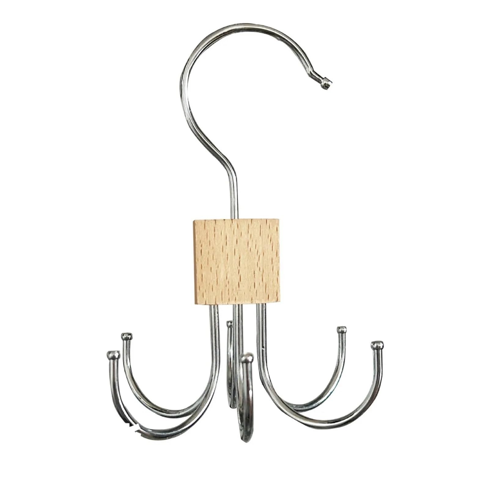 Trouser Hangers 1/2pcs Multi-Purpose Belt Hanger Rotatable Wooden Rack Closet Organizer Stainless Steel Hanging Storage Hooks(1pc Brown)
