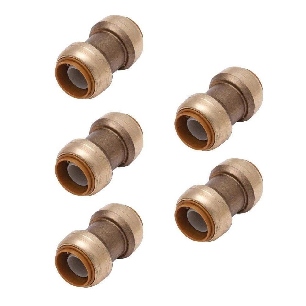 VENTRAL Push to Connect Fittings, 5pc Pack of 3/4 Inch Push To Connect Fitting Straight Coupling Connector for PEX, Copper, CPVC Pipe, Brass Plumbing Fitting with Stiffener, No Lead
