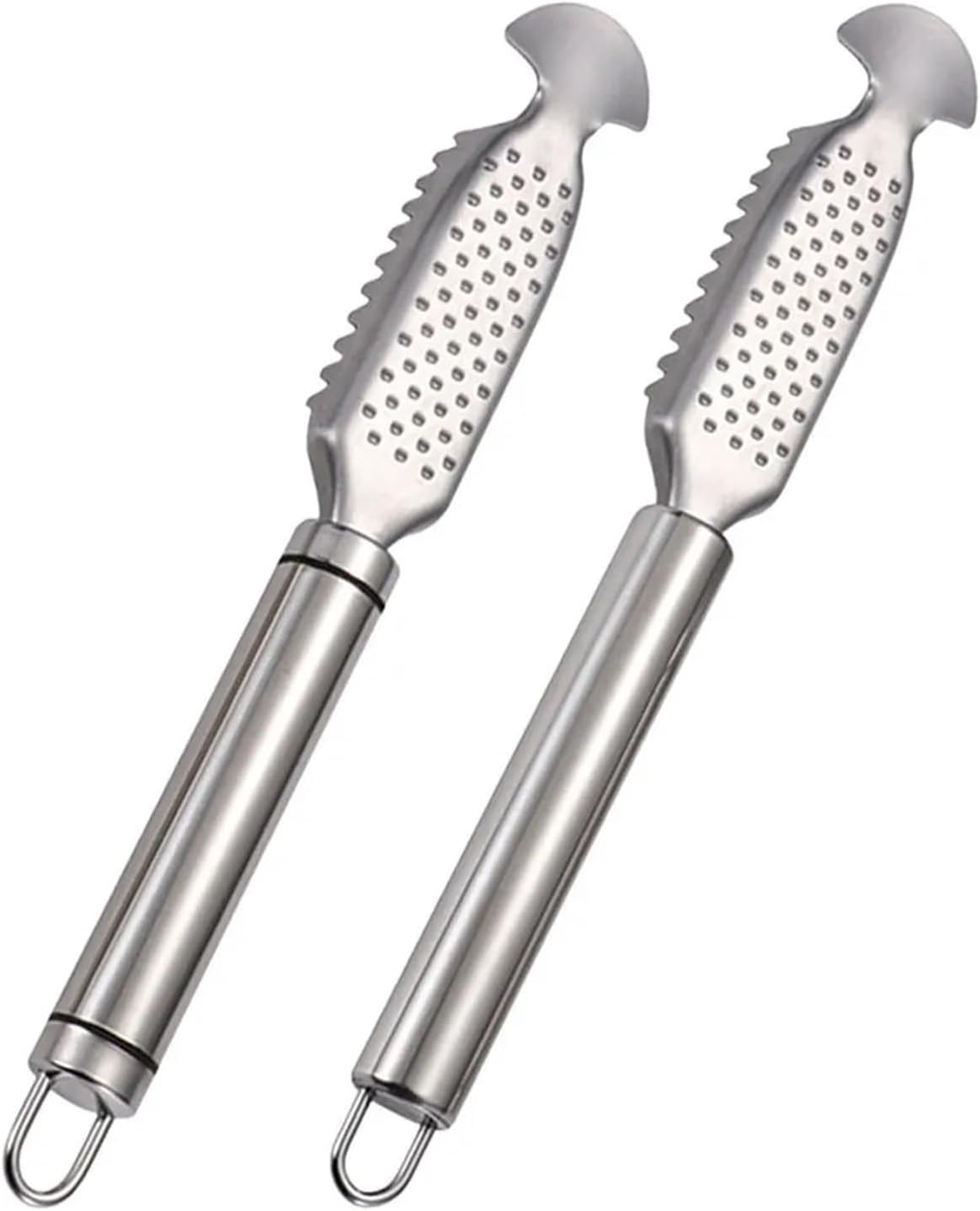 2pcs Scaler Stainless Steel Double Row Teeth Kitchen Gadgets For Scale Removal Portable Fish Cleaning Tool
