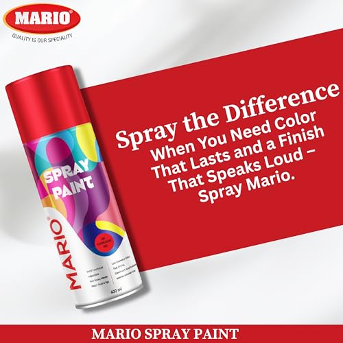 Image of Mario Spray Paint - 1001 Fluorescent Red (400ml) | Neon Red Spray Paint for Bikes, Sign Boards & High Visibility Use