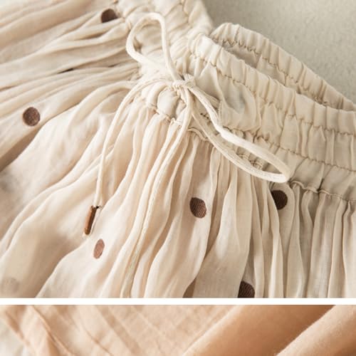 Women's Fall High Waist Flowy Maxi Skirt Elastic Waist Polka Dots Dressy Casual Loose Fit Pleated Long Skirts4