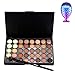 LandFox Cosmetic Matte Eyeshadow Cream Makeup Palette Shimmer Set 40 Color+ Brush Set+Fishtail Bottom Brush (A)