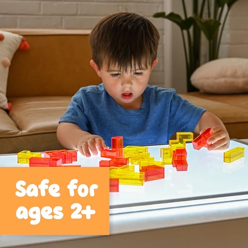 Image of Spark & Wow Light Table Blocks, 12 Shapes, Two Colors | Toddler Sensory Building Blocks, Translucent Light Table Manipulatives, Sensory Toys for Toddlers