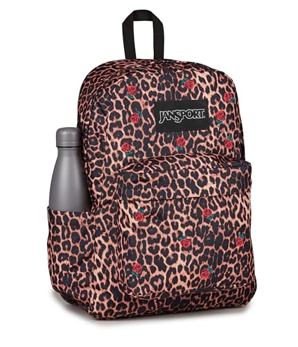 Image of JanSport Superbreak Plus FX Backpack - Work, Travel, or Laptop Bag with Water Bottle Pocket, Superbreak Plus Fx, Leopard Rose Brown /Black /Red /Green