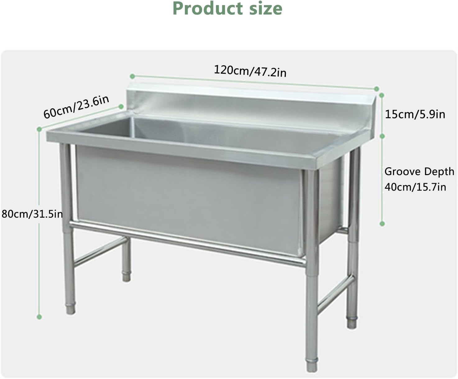 Lavello indipendente in acciaio inossidabile, lavello utilità, lavello da cucina commerciale a 1 scomparto, lavello da cucina industriale, lavello industriale lavello commerciale