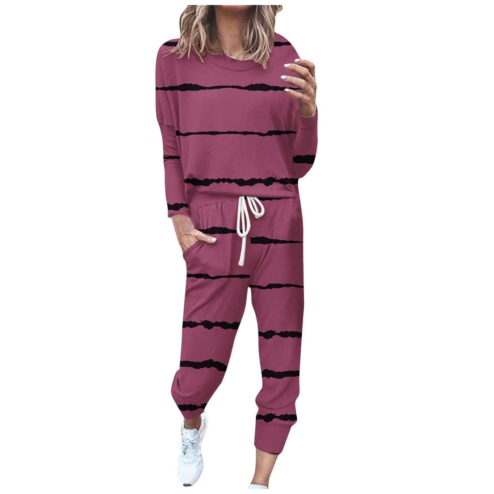 Ensemble de Sport 2 Pièces Survêtement Femme Ensembles Jogging Blocs De Couleur Grande Taille Sportwear Pullover Outwear Tenue + Pantalon Costume Casual Vêtements D'Intérieur Loungewear Quotidien