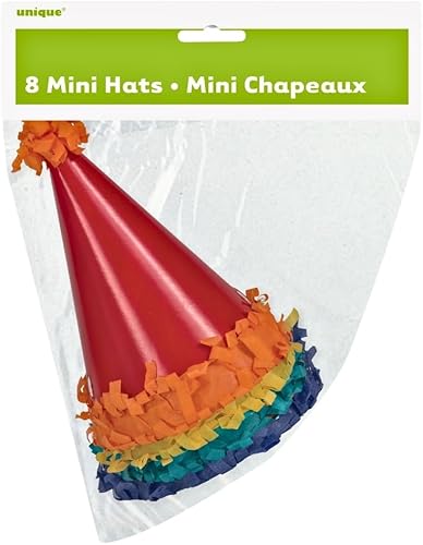 Miniatura 3 de Vibrantes Pom Pom Mini Party Hats (paquete de 8) – 4.25 pulgadas – Conos de papel multicolor – Perfecto para cumpleaños de niños, Año Nuevo y