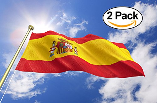 Yearol 2 Banderas de España grandes con escudo. 90 x 150 cm. Bandera Española 150 x 90 cm. Para Interior y exterior. Spain flag.