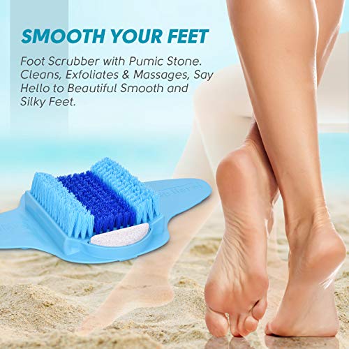BESKAR Shower Foot Scrubber with Pumice Stone, Foot Clean, Smooth, Exfoliate & Massager Without Bending in The Shower or Bathtub, Foot Dead Skin & Callus Remover- Upgraded Non Slip with Suction Cups