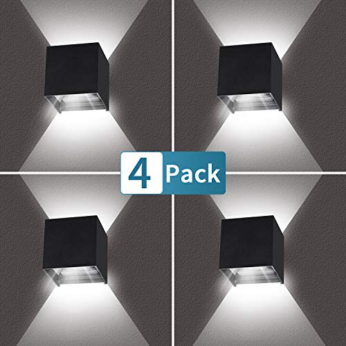 LEDMO 4 Pièces Applique Murale Intérieur LED 12 W Avec Angle de Faisceau Réglable Applique Murale Exterieur 6000 K IP65