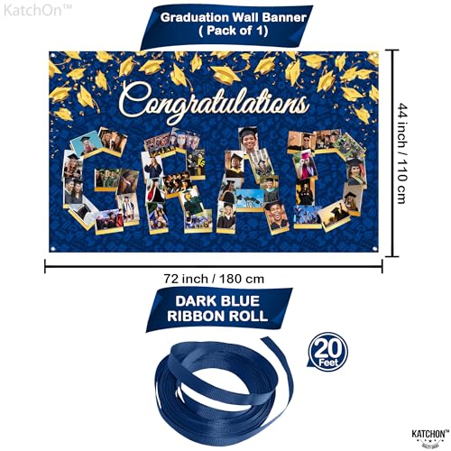 Image of KatchOn, Congratulations Graduation Photo Banner - Xtralarge, 72x44 Inch | Personalized Grad Photo Banner | Blue and Gold Congratulations Grad Backdrop | Graduation Decorations 2026