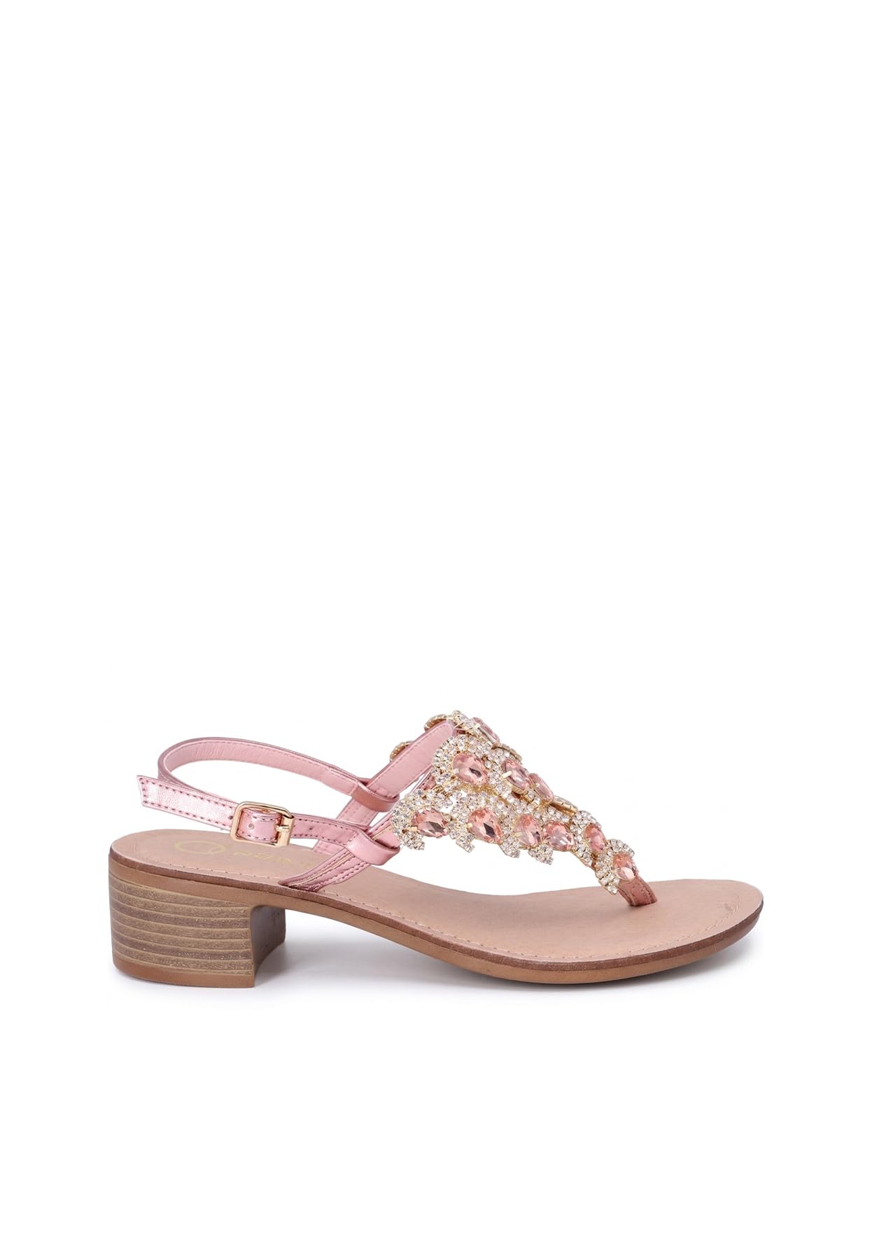 QUEEN HELENA Sandali Gioiello Infradito con Tacco Basso con Strass Eleganti Donna Y6024