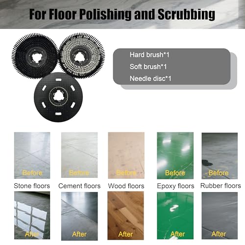 IntXanth Floor Scrubber Buffer Polisher Machine Polish Wax Refurbish Heavy Duty Tile Scrubber Cleaner Wood Marble Cement Pavement Epoxy Rubber Carpet 18\" Tile and Grout Commercial Industrial
