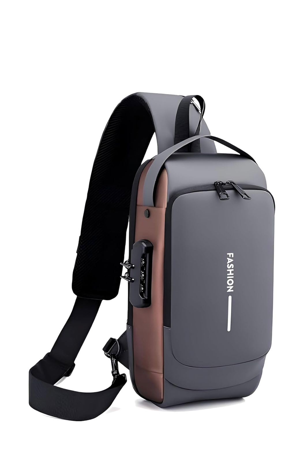 Anti-Theft Sling Backpack with USB Charging Port, Multiple Storage Pockets, Metal Buckle, Grey Waterproof Polyester Slim Unisex Crossbody Sling Bag-image-15