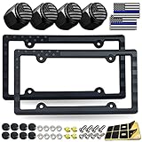 Black American Flag License Plate Frames- Patriotic USA Stars and Stripes Flag Plastic Car Tag Cover...