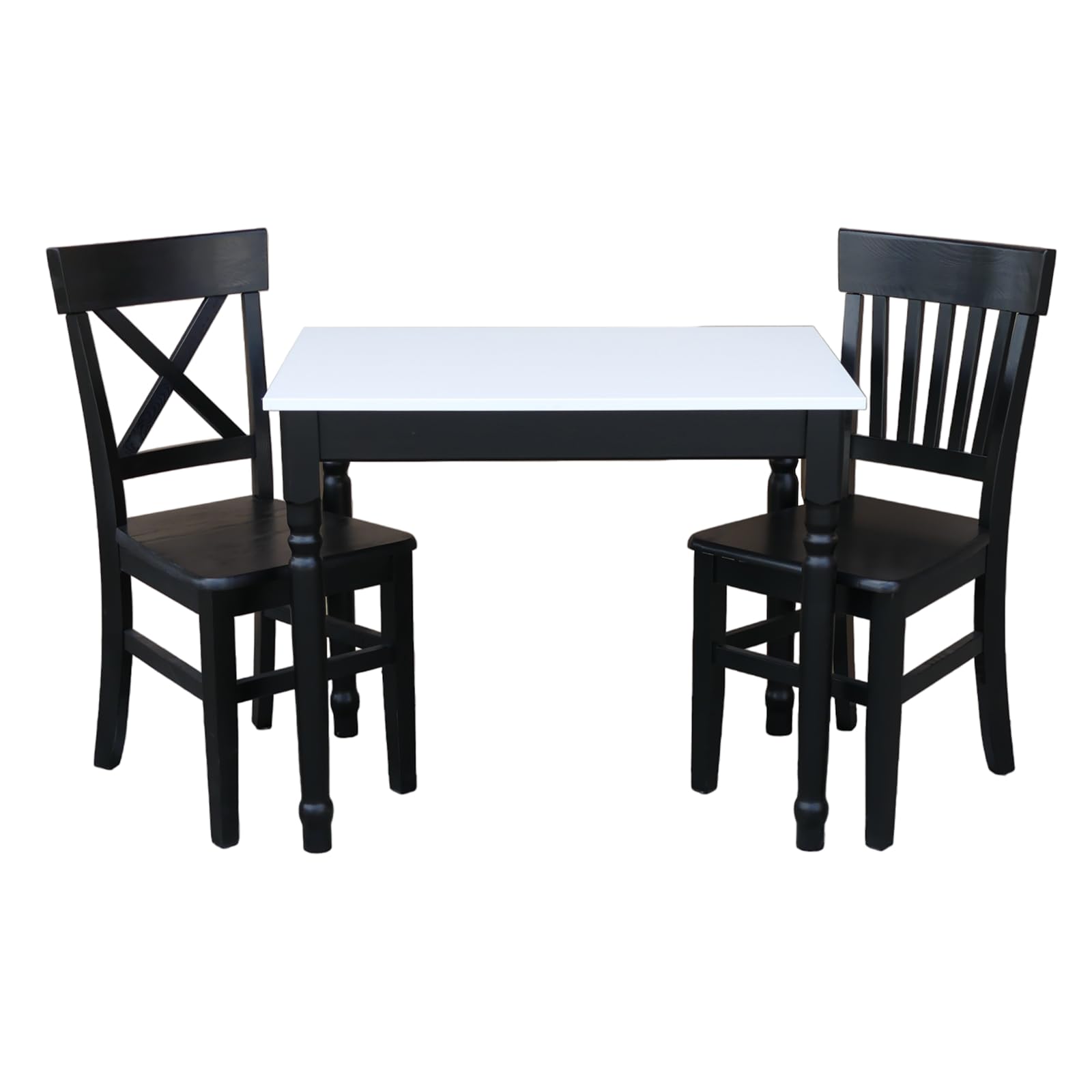 Tavolo da Pranzo in Legno 80x60 cm per 2 Persone - Tavolo Cucina Piccolo Stile Scandinavo - Pino - Piano Bianco