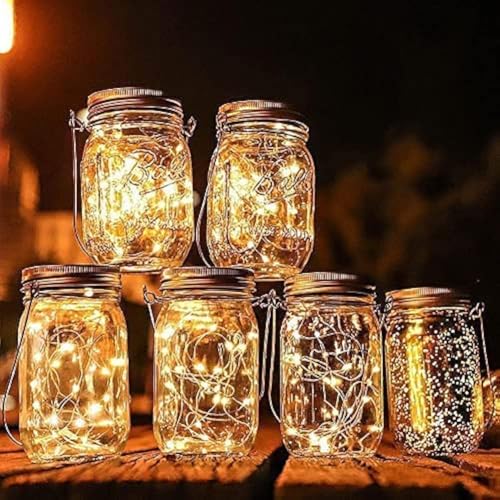 Solarlampen für Außen 6 Stück 30er LED Warmeweiße Lichterkette mit...