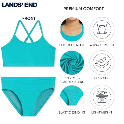 Image of Lands' End Girls' Swim UPF 50+ Adjustable Strap Bikini Set