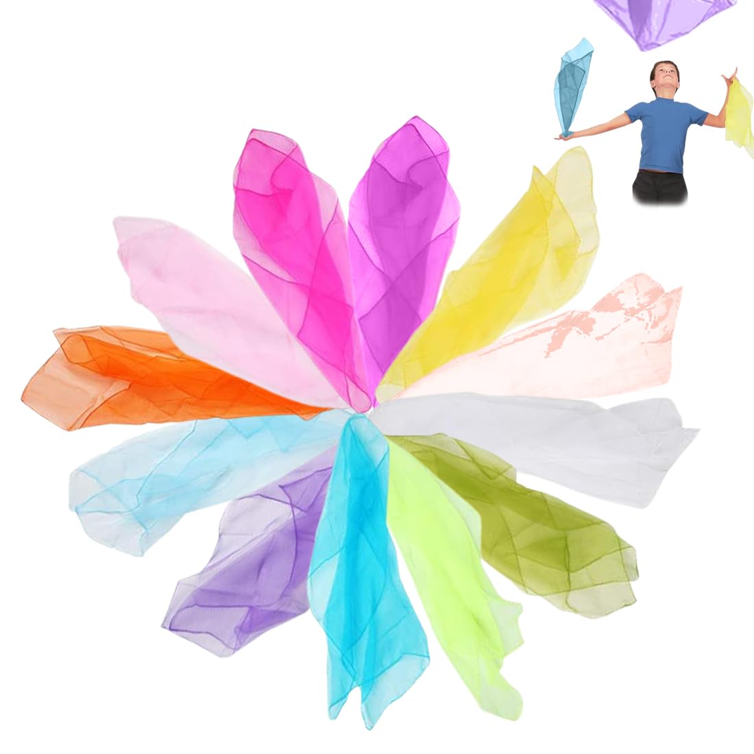 Lot De 12 Foulards De Jonglage 60x60cm - Serviettes Couleurs Pour Enfants Et Danse