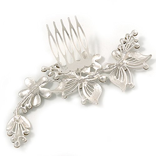 Pettine per capelli con fiori e farfalle in