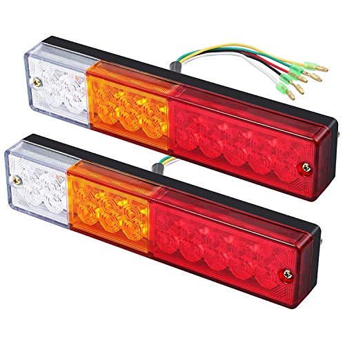 HANSWDEU 2PCS Luces Traseras del Remolque Luces de Freno Traseras LED Lámpara de Marcha Atrás 12V 24V Impermeable Universal para Camión Remolque Caravana Tractor