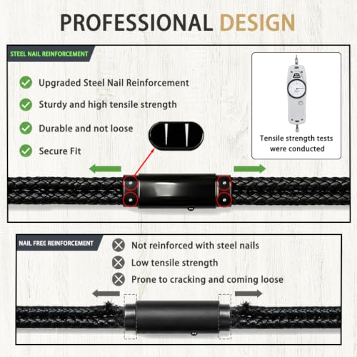 Pulsera para hombre de cuero trenzado negro con versículo bíblico miniatura 3
