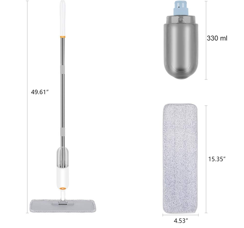 Fregona con pulverizador manual, Herramientas de limpieza del hogar, fregona para lavar el suelo, fregona limpiadora de suelos planos con almohadillas de microfibra de repuesto To pursue happiness