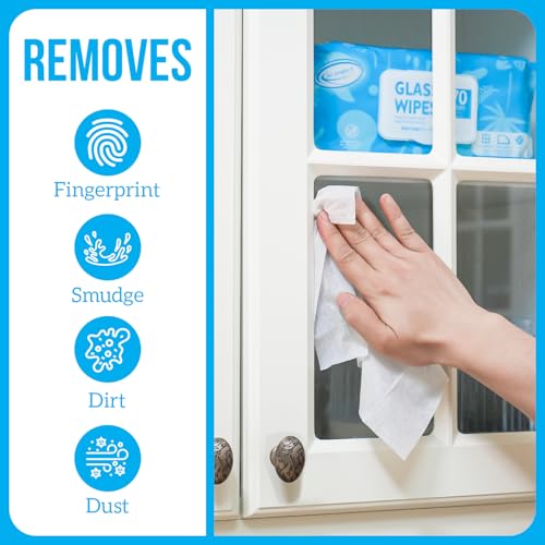 Image of Air Jungles Glass & Window Cleaner Wipes 70 Count (Pack of 2), XL 8x10 Inch | Ammonia-Free, Streak-Free, Safe For Car Windshield, Headlight, Mirror, Tile & Home Glass, Removes Fingerprints, Dust, Dirt