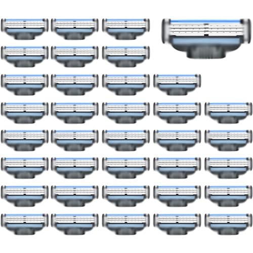 36 Pcs Replacement Blades Compatible with GL-Mach 3 Style Razors (Blue), Wet Razors Men's Blades Value Packs