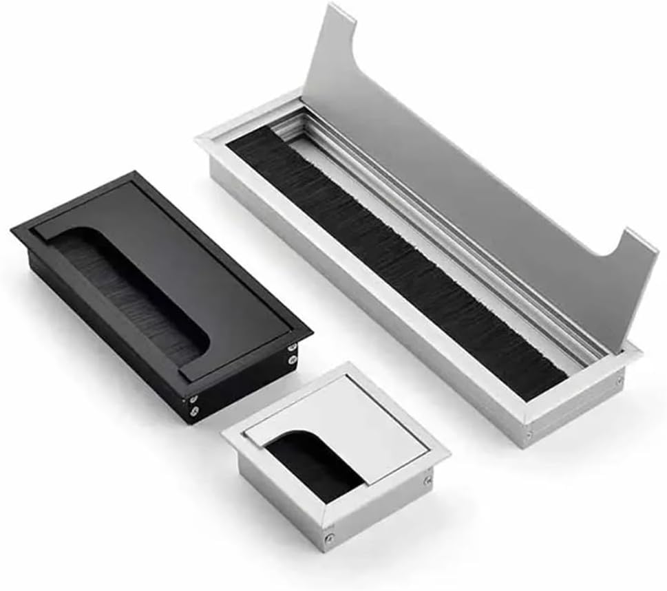 Cubierta múltiple de cables para organizar escritorios con pasacables rectangular de aluminio 7