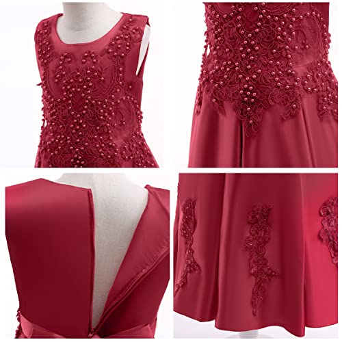 MYRISAM Girls Embroidered Lace Beaded Dress Applique Satin Evening Prom Princess Birthday Baptism Christmas Party Ball Gown4