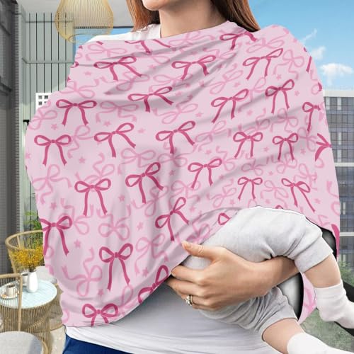 Image of Breathable Car Seat Cover for Babies, Bow Pink