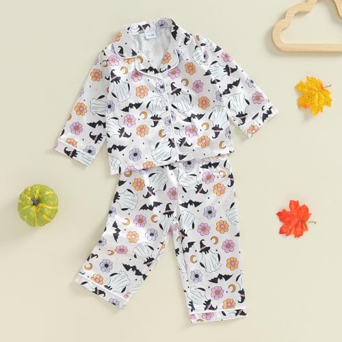 Kids Girl Valentines Pajamas Long Sleeve Heart Print Lapel Button Shirt Pajama Pants 2Pcs Girls Pjs Sleepwear2