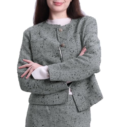 Veste courte en laine pour femme en tweed premium