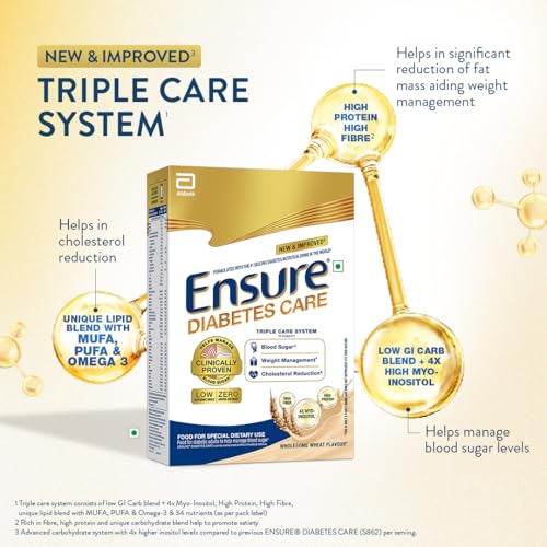 Image of Ensure Diabetes Care Wheat 375gm |Support Blood Sugar, Weight Management, Cholestrol Reduction |High Protein, High Fibre, 4 Myo-inositol |Zero Added Sucrose