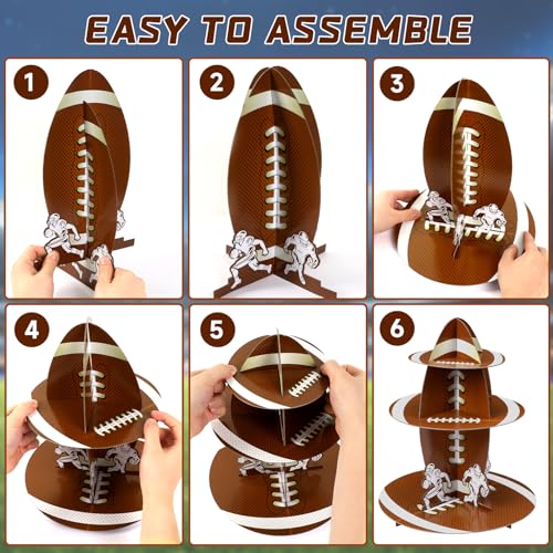 Upins 340-5603 Football Cupcake Stand Decoration 3-Tier Super Bowl Party Cardboard Cupcake Stand Tower Sports Theme Birthday Party Dessert Stand Football Sports Party Supplies Decor thumb #3